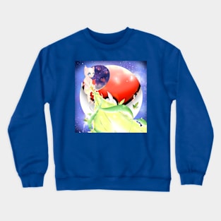 Pink cat using solar energy Crewneck Sweatshirt